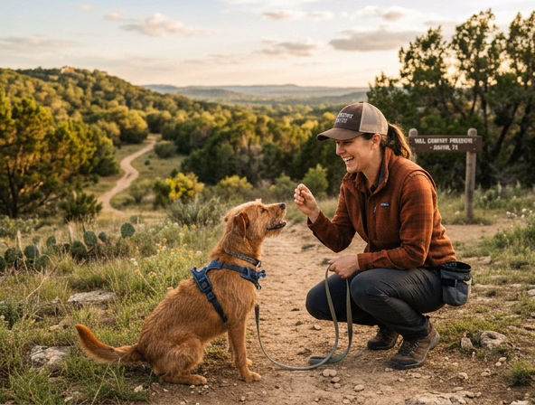 Certified dog behaviorist working with a reactive dog in Austin Texas