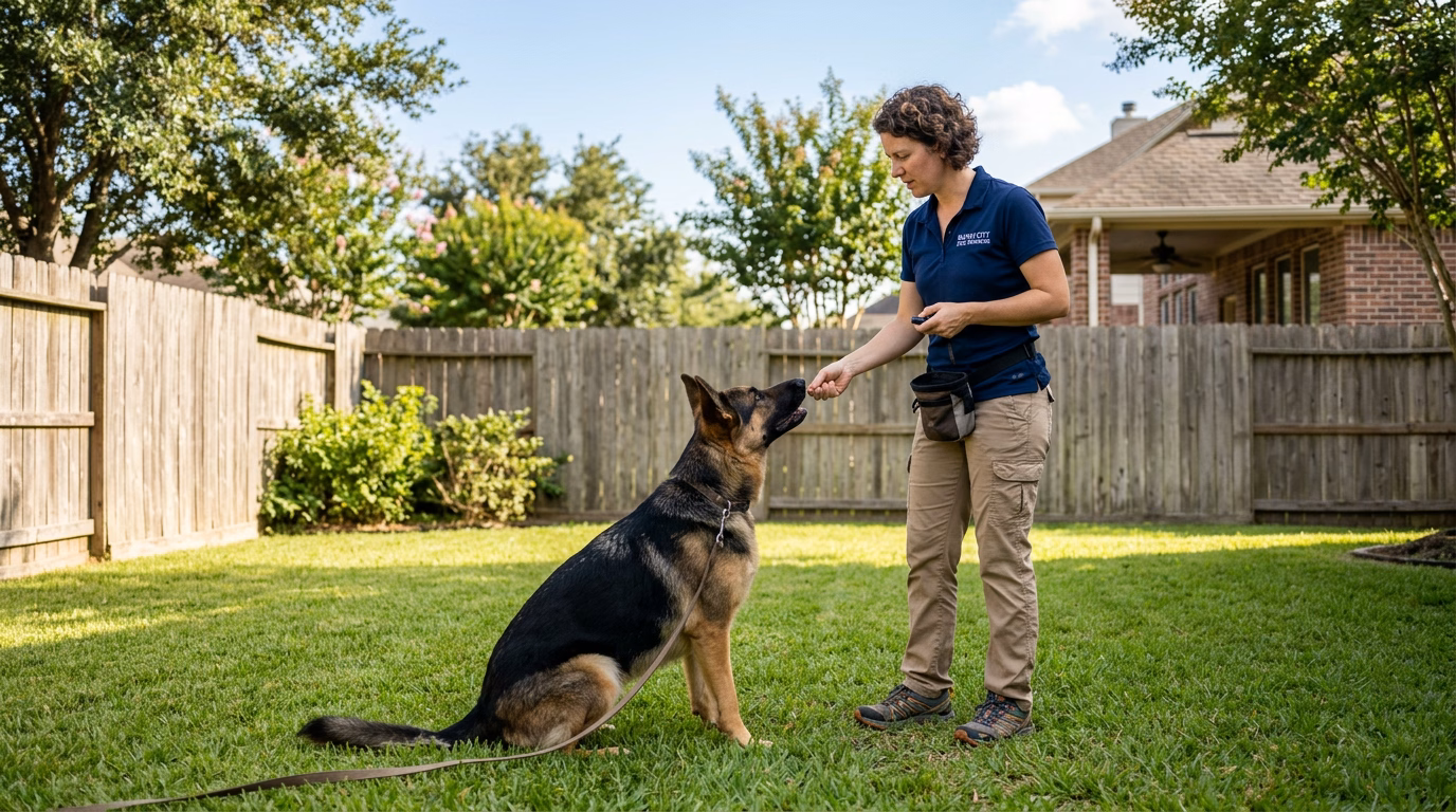 Certified aggressive dog trainer working in Houston Texas
